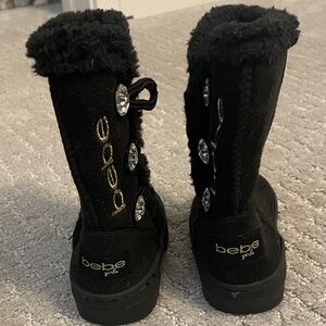 bebe Black Baby Walker Boots with Crystal Accents